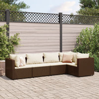 Thumbnail for 5-tlg. Garten-Lounge-Set mit Kissen Braun Poly Rattan