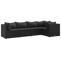 Thumbnail for 5-tlg. Garten-Lounge-Set mit Kissen Schwarz Poly Rattan