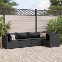 Thumbnail for 5-tlg. Garten-Lounge-Set mit Kissen Schwarz Poly Rattan
