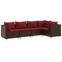 Thumbnail for 5-tlg. Garten-Lounge-Set mit Kissen Braun Poly Rattan