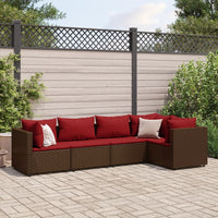 Thumbnail for 5-tlg. Garten-Lounge-Set mit Kissen Braun Poly Rattan