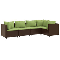 Thumbnail for 5-tlg. Garten-Lounge-Set mit Kissen Braun Poly Rattan