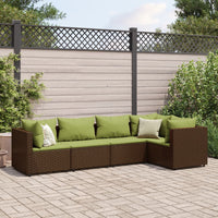 Thumbnail for 5-tlg. Garten-Lounge-Set mit Kissen Braun Poly Rattan