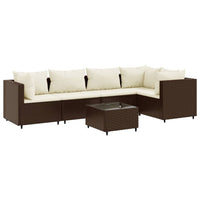 Thumbnail for 6-tlg. Garten-Lounge-Set mit Kissen Braun Poly Rattan