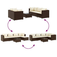 Thumbnail for 6-tlg. Garten-Lounge-Set mit Kissen Braun Poly Rattan