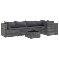 Thumbnail for 6-tlg. Garten-Lounge-Set mit Kissen Grau Poly Rattan