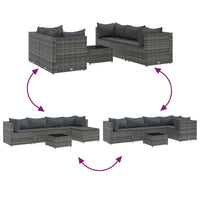 Thumbnail for 6-tlg. Garten-Lounge-Set mit Kissen Grau Poly Rattan