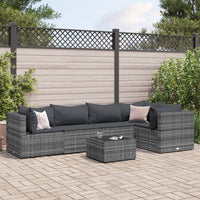 Thumbnail for 6-tlg. Garten-Lounge-Set mit Kissen Grau Poly Rattan