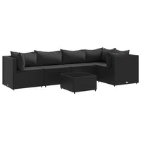 Thumbnail for 6-tlg. Garten-Lounge-Set mit Kissen Schwarz Poly Rattan
