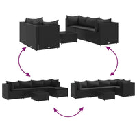 Thumbnail for 6-tlg. Garten-Lounge-Set mit Kissen Schwarz Poly Rattan
