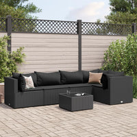 Thumbnail for 6-tlg. Garten-Lounge-Set mit Kissen Schwarz Poly Rattan