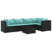 Thumbnail for 6-tlg. Garten-Lounge-Set mit Kissen Schwarz Poly Rattan