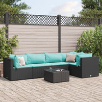 Thumbnail for 6-tlg. Garten-Lounge-Set mit Kissen Schwarz Poly Rattan