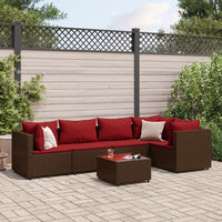 Thumbnail for 6-tlg. Garten-Lounge-Set mit Kissen Braun Poly Rattan