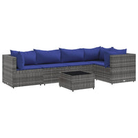 Thumbnail for 6-tlg. Garten-Lounge-Set mit Kissen Grau Poly Rattan