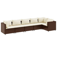 Thumbnail for 6-tlg. Garten-Lounge-Set mit Kissen Braun Poly Rattan