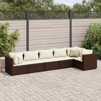 Thumbnail for 6-tlg. Garten-Lounge-Set mit Kissen Braun Poly Rattan