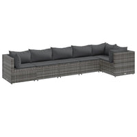 Thumbnail for 6-tlg. Garten-Lounge-Set mit Kissen Grau Poly Rattan