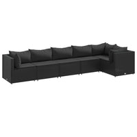 Thumbnail for 6-tlg. Garten-Lounge-Set mit Kissen Schwarz Poly Rattan
