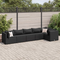 Thumbnail for 6-tlg. Garten-Lounge-Set mit Kissen Schwarz Poly Rattan