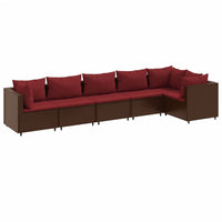 Thumbnail for 6-tlg. Garten-Lounge-Set mit Kissen Braun Poly Rattan