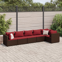 Thumbnail for 6-tlg. Garten-Lounge-Set mit Kissen Braun Poly Rattan