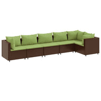 Thumbnail for 6-tlg. Garten-Lounge-Set mit Kissen Braun Poly Rattan