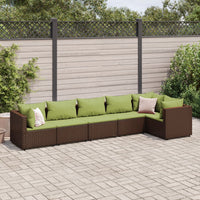 Thumbnail for 6-tlg. Garten-Lounge-Set mit Kissen Braun Poly Rattan