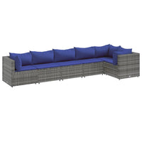 Thumbnail for 6-tlg. Garten-Lounge-Set mit Kissen Grau Poly Rattan