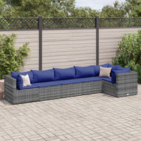 Thumbnail for 6-tlg. Garten-Lounge-Set mit Kissen Grau Poly Rattan