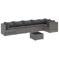 Thumbnail for 7-tlg. Garten-Lounge-Set mit Kissen Grau Poly Rattan