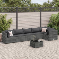 Thumbnail for 7-tlg. Garten-Lounge-Set mit Kissen Grau Poly Rattan