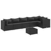 Thumbnail for 7-tlg. Garten-Lounge-Set mit Kissen Schwarz Poly Rattan
