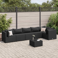 Thumbnail for 7-tlg. Garten-Lounge-Set mit Kissen Schwarz Poly Rattan