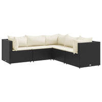 Thumbnail for 5-tlg. Garten-Lounge-Set mit Kissen Schwarz Poly Rattan