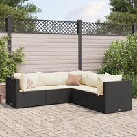 Thumbnail for 5-tlg. Garten-Lounge-Set mit Kissen Schwarz Poly Rattan