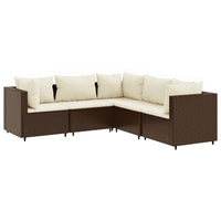 Thumbnail for 5-tlg. Garten-Lounge-Set mit Kissen Braun Poly Rattan