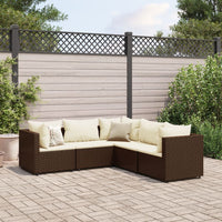 Thumbnail for 5-tlg. Garten-Lounge-Set mit Kissen Braun Poly Rattan