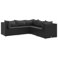 Thumbnail for 5-tlg. Garten-Lounge-Set mit Kissen Schwarz Poly Rattan