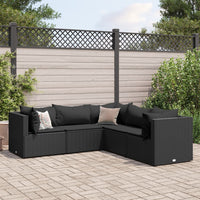 Thumbnail for 5-tlg. Garten-Lounge-Set mit Kissen Schwarz Poly Rattan