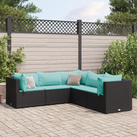Thumbnail for 5-tlg. Garten-Lounge-Set mit Kissen Schwarz Poly Rattan