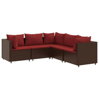 Thumbnail for 5-tlg. Garten-Lounge-Set mit Kissen Braun Poly Rattan