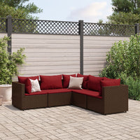 Thumbnail for 5-tlg. Garten-Lounge-Set mit Kissen Braun Poly Rattan