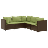 Thumbnail for 5-tlg. Garten-Lounge-Set mit Kissen Braun Poly Rattan