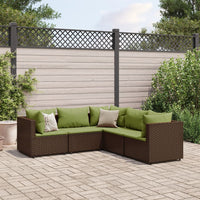 Thumbnail for 5-tlg. Garten-Lounge-Set mit Kissen Braun Poly Rattan