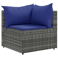 Thumbnail for 5-tlg. Garten-Lounge-Set mit Kissen Grau Poly Rattan