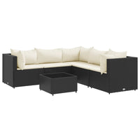 Thumbnail for 6-tlg. Garten-Lounge-Set mit Kissen Schwarz Poly Rattan