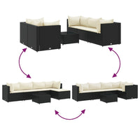 Thumbnail for 6-tlg. Garten-Lounge-Set mit Kissen Schwarz Poly Rattan