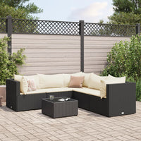 Thumbnail for 6-tlg. Garten-Lounge-Set mit Kissen Schwarz Poly Rattan