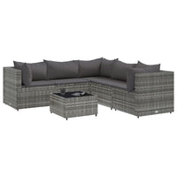 Thumbnail for 6-tlg. Garten-Lounge-Set mit Kissen Grau Poly Rattan